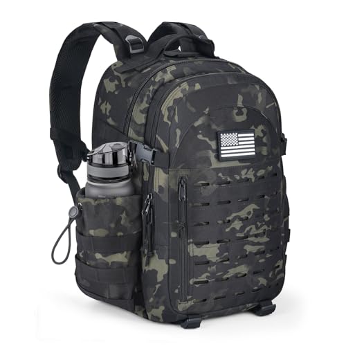 CVLIFE Tactical Backpack Military Molle Backpack for Men Women, Army Daypack with Laptop Compartment, 40L Assault Pack Rucksack Bug Out Bag for Outdoors Hiking Travel Camping, Black CP
