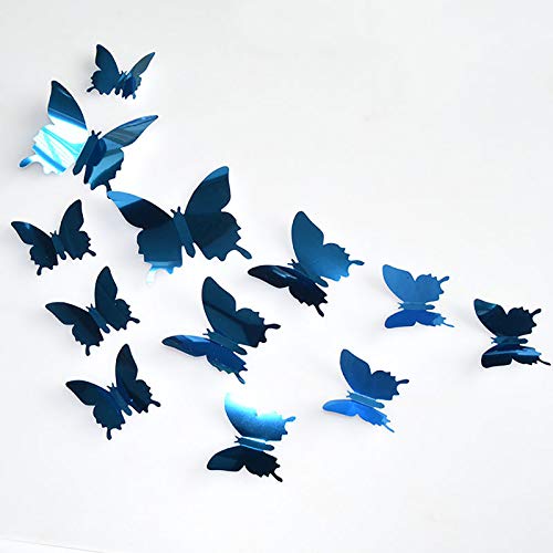 Mirror Butterfly Wall Stickers 3D - Removable DIY Mirror Art Wall Decals for Home Living Room Bedroom Wallpaper Decoration 12PCS (Blue) Mirror Butterfly Wall Stickers 3D - Removable DIY Mirror Art Wall Decals for Home Living Room Bedroom Wallpaper Decoration 12PCS (Blue)