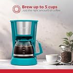 Holstein Housewares - 5-Cup Machine à café compacte, Teal - Pratique et convivial avec des fonctions de pause automatique et de service