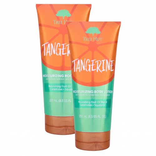 Tree Hut Tangerine Moisturizing Body Lotion, Ceramide and Squalene Formula Helps Protect Skin, Long-lasting Hydration Leaves Skin Feeling Soft &amp; Moisturized, 8.5 Fl Oz. (Pack of 2)
