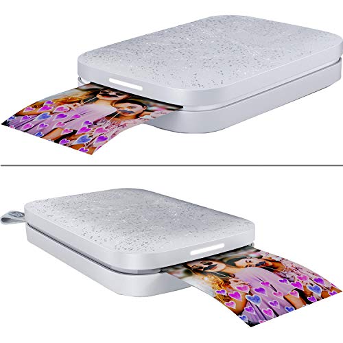 HP Sprocket Portable Photo Printer (2nd Edition) for iPhone or Android [Luna Pearl] + Photo Paper (50 Pack) + Protective Case + USB Cable w/Wall Adapter for HP Sprocket Printer + HeroFiber Cloth - Thumbnail 3