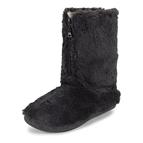 Zapatillas de Bota de Lujo para Mujer Polar con Espuma viscoelástica y Piel sintética - Gris Oscuro Cover