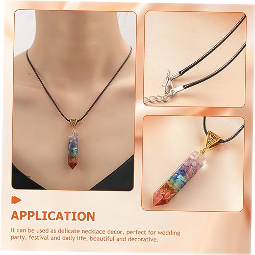 Collier en cuir de qualité supérieure et son prisme hexagonal en pierre - 7