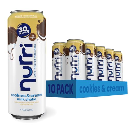 Image of Nurri - 30g Protein Ultra Filtered Milk Shake - Cookies and Cream - Lactose Free, Low Sugar, 150 Calories, 10 Vitamins and Minerals - 11 fl oz, 10 Cans