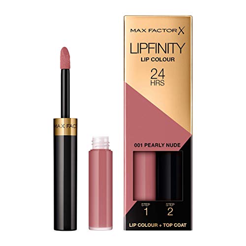 Max Factor Lipfinity Lip Colour Pearly Nude 01 – zachte lippenstift met 24 uur houvast zonder uit te drogen, met intensieve kleurafgifte, nauwkeurige applicator & intensief voedende gloss-top coat