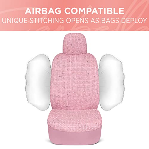 Carbella Sequin Tweed Bling Car Seat Covers, 2 Pack Pink Seat Covers For Cars With Multicolor Detail, Cute Automotive Interior Protectors For Trucks Van Suv, Car Accessories For Women #TOP6