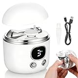 Electric Nail Clipper, 3-in-1 Electric Nail Trimmer with LED Light & Nail Scraps Storage, 3-Speed Automatic Nail Trimmer with Polishing and Magnifying Glass for Adults, Seniors and Kids (White)