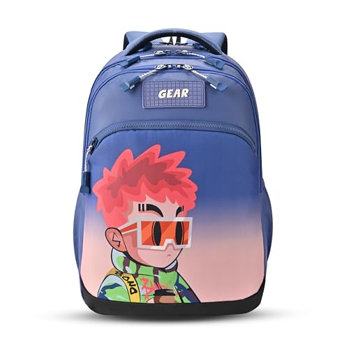 Image of Gear Tango Backpack 17 inch /29L Medium Water Resistant School Bag /Casual Backpack /Daypack /Kids Bag for Boys /Girls (Blue-Orange)
