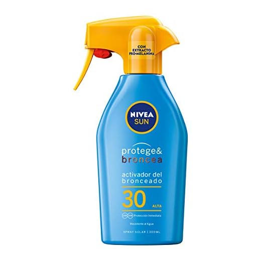NIVEA SUN Protege & Broncea Spray Solar FP30 (1 x 300 ml), activador del bronceado, protección solar alta, protector solar hidratante y resistente al agua