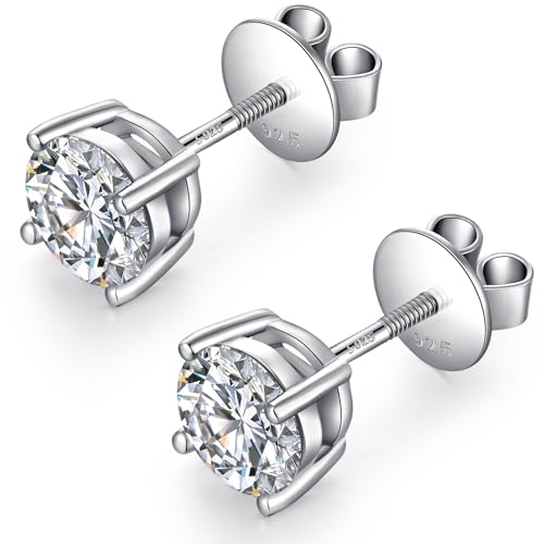 Pendientes de plata de botón JiaYang con diamantes CZ de 4 mm a 8 mm para mujer y hombre