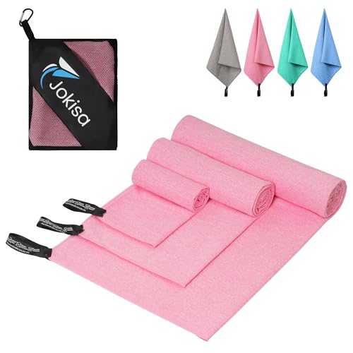 Jokisa Juego de 3 Toallas de Microfibra (200 x 100 cm, Toalla Grande de 140 x 70...