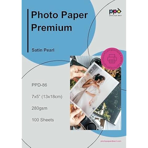 PPD 100 Sheets 7x5 Satin Photo Paper Cover