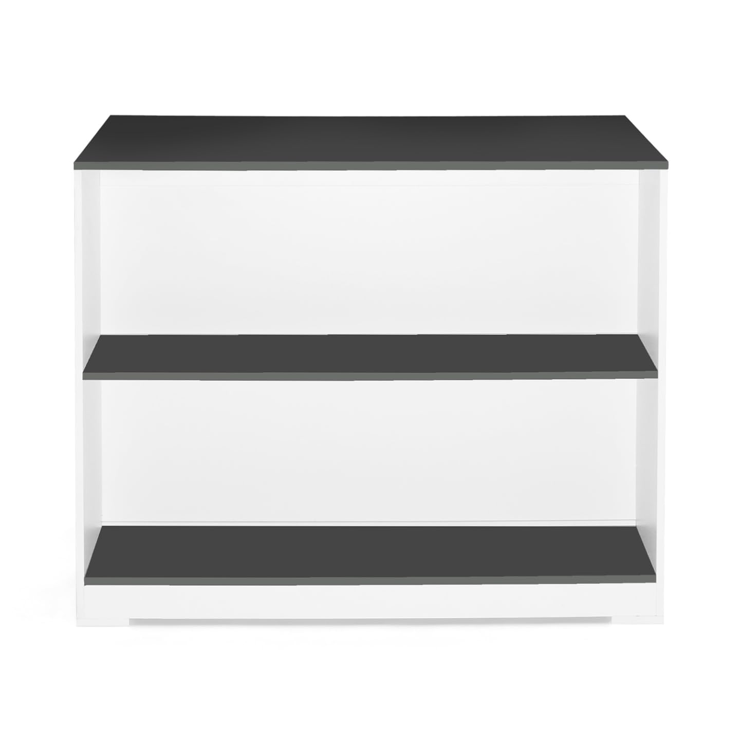 IDMarket - Tavolo bar a isola JUNO, legno bianco e piano grigio