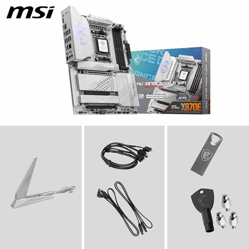 Image of MSI MPG X870E Edge TI WiFi Motherboard, ATX - Supports AMD Ryzen 9000 /8000 / 7000 Processors, AM5-80A SPS VRM, DDR5 Memory Boost 8400+MT /s (OC), PCIe 5.0 x16, M.2 Gen5, Wi-Fi 7, 5G LAN