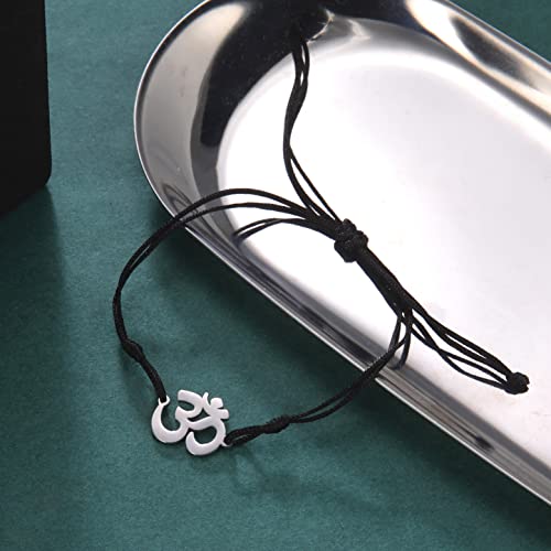 EUEAVAN OM OHM AUM Sanskrit Symbols Spiritual Bracelet luck Couple Charm Jade Thread Bangle Yoga Amulet Anklets Jewelry Accessories3