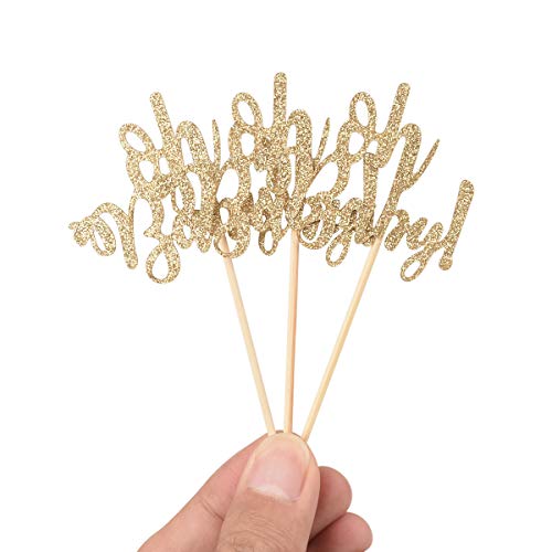 Donoter DT-001 48 Pcs Glitter Oh Baby Cupcake Topper Picks For Baby Shower Party Cake Decorations thumb #3