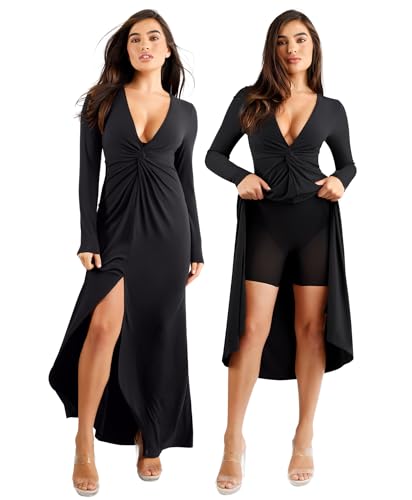 Popilush Long Sleeve Formal Dresses for Women 8 In 1 Bodycon Dress with Built In Shapewear Wedding Guest Dress 2024