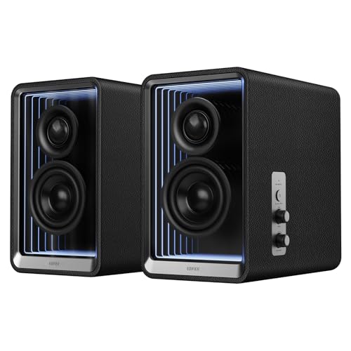 Edifier QR65 Active Monitor Speakers with 65W GaN Fast Charger Function, 70W RMS Bluetooth Computer Speaker with Hi-Res 24bit Wireless Audio, Subwoofer Out and Light Effects (Black)