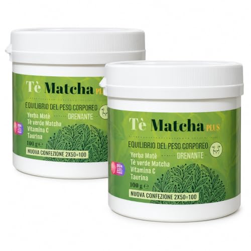 Tè Matcha Plus Integratore con Yerba Mate, Vitamina C e Taurina 2x100 g