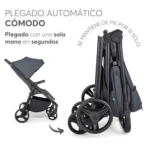 Miniatura 6 de Kikkaboo Silla De Paseo Ligera Urban, Carrito Bebe Desde Nacimiento Hasta 22 Kg, Plegado Con Una Mano, Reclinable Y Compacto, Ruedas Eva Con Suspensión, Manillar Ajustable, Gris Oscuro