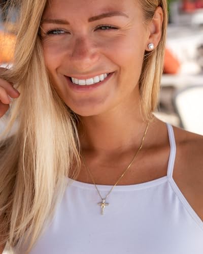 Diamond Cross Necklace Infinity in Sterling Silver, 14K Yellow or Rose Gold Plate, or 2-Tone Silver and 14k Gold Plate - 18 Inch Box Chain3
