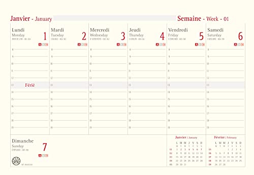 OBERTHUR - 1 Recharge Bloc Up To Date Semainier - Janvier 2022 à Décembre 2022 - Dimension 14 x 21 cm Cover