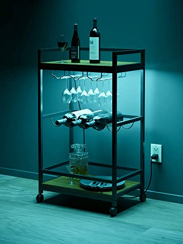 Boss Premium® Barusa™ Led Bar Cart For Home Mini Portable Wine Bar Coffee Carts Small Mobile Serving Stand Liquor Beverage Drink Tea Alcohol Kitchen Rolling Cart - Designed In Usa (Patented) #TOP6