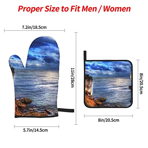 Pelican Bird Blue Sea Sky Oven Mitts And Pot Holders Sets Of 4 Heat Resistant Oven Gloves And Hot Pads Potholders Kitchen Baking Cooking Bbq Cute Oven Mitts #TOP1