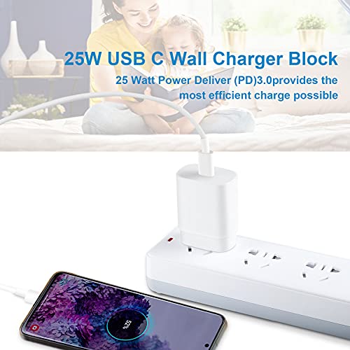 Usb C Wall Charger, 25W Super Fast Charging Block Type C Charger And 5Ft Usb C To C Cable For Samsung Galaxy S21/Z Fold 2/Note 20 Ultra Note10/9/S20 Ultra/S20 Plus/S20 5G/S10/S9/S8/Ipad Pro 11 (White) #TOP6