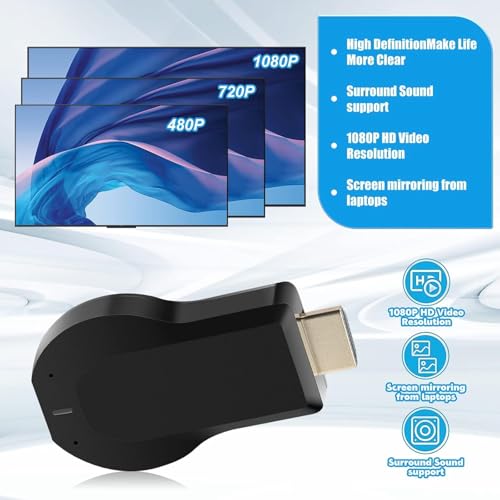Image of WISTAR Plus HD Wireless Display Receiver, SmartSee Airplay MiraCast Adapter DLNA Streaming Stick Cast iOS Mac Android Phone Screen to HD TV Thanksgiving Christmas Day Gift