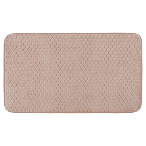 Tapete de casa de banho tapete de duche antiderrapante espuma com memória suave e absorvente, 100% algodão lavável na máquina, 45 x 75 cm, creme