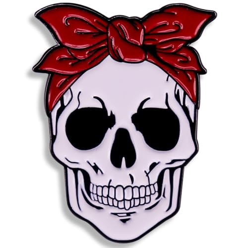Image of Feminist Skull Pin, Funny Lapel Pin, Halloween Brooch for Women Fashion, Skulls Enamel Pins, Goth Brooches, Hat Pins, Gothic Backpack Pins, for Bags Backpacks Sambas Socks Shoes Cosplay Hats, Punk Rock Stylish Christmas Gift