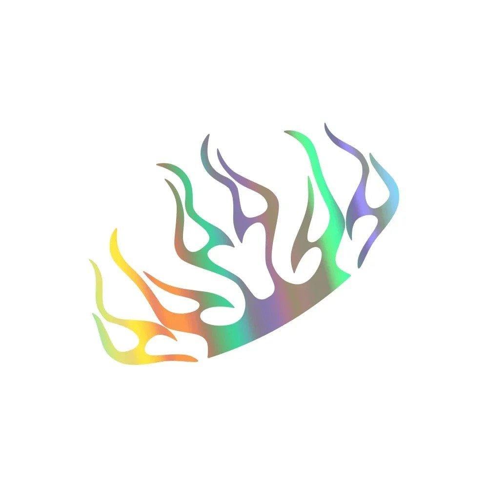 Auto Accessory Cover Graphics Burning Flames Vinyl Auto Bonnet Tuning Sticker Accessories Motorcycle Decoration(Colorful Laser)