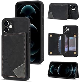 UEEBAI Wallet Case for iPhone 12 6.1 inch, Slim PU Leather Case with Card Holders Kickstand Double Magnetic Clasp Durable Skin feel Shockproof Flip Folio Cover - Purple