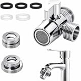Valve Inverseur de Douche 3 Voies avec Adaptateur de Robinet,3 Voies Valve Aiguillage M22-...