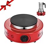 Artilife Mini Hot Plate Small Hot Plate,Small Hot Plate Electric Mini,Mini Hot Plate Electric,Cast Iron Electric Hot Plate,Perfect Size for Moka Pot (500W Red Small Hot Plate)