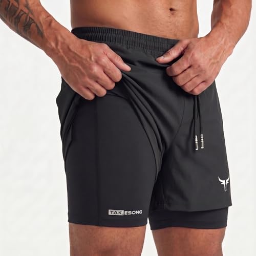 Image of Lymio Men Shorts | 2 in 1 Active Dual Shorts with Inner Tights Layer | Men's Double Layer Short for Running, Gym & Sports (SSM-S-09-11)