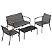 Outsunny 4 Seater Garden Furniture Set with Loveseat, 2 Armchairs, Metal-Top Table, Metal Garden Sofa Set with Breathable Mesh Seats, Outdoor Furniture Conversation Sets, Grey