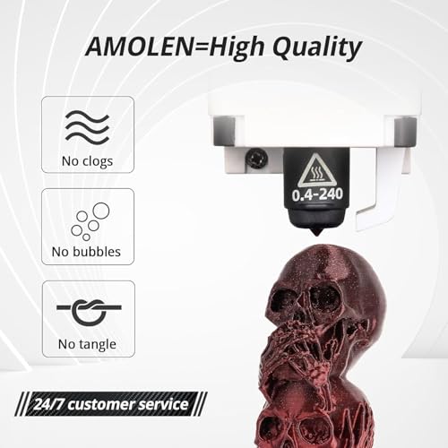 Image of AMOLEN PLA 3D Printer Filament, Silk Shiny Black Red PLA Filament 1.75mm, Color Change 3D Printing Filament for Most FDM 3D Printer, 1kg Spool(2.2lbs)