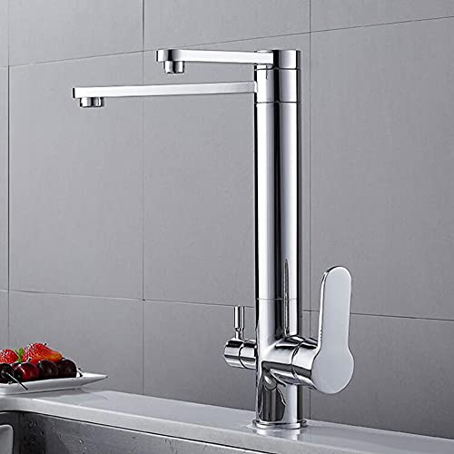 Grifo de cocina de latón de 3 vías para agua potable y fregaderos modernos con rotación completa 6