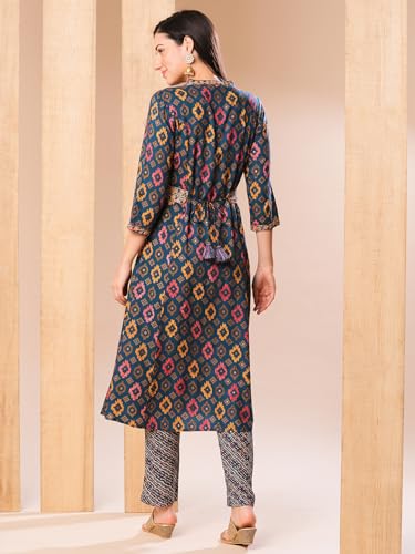 Image of Globus Women Kurta Sets (3641552001 Blue S)