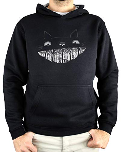 PLANETACAMISETA Sudadera Hombre - Unisex Totoro en el Bosque, Studio Ghibli (Negro, XXL)