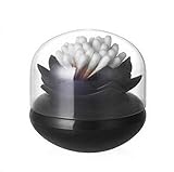 Lotus Shape Cotton Swab Holder, Small Q-tips Toothpicks Storage Organizer, Black