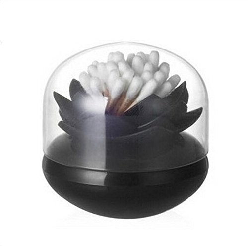 smallhomeware Lotus Shape Cotton Swab Holder, Small Q-tips Toothpicks Storage Organizer, Black