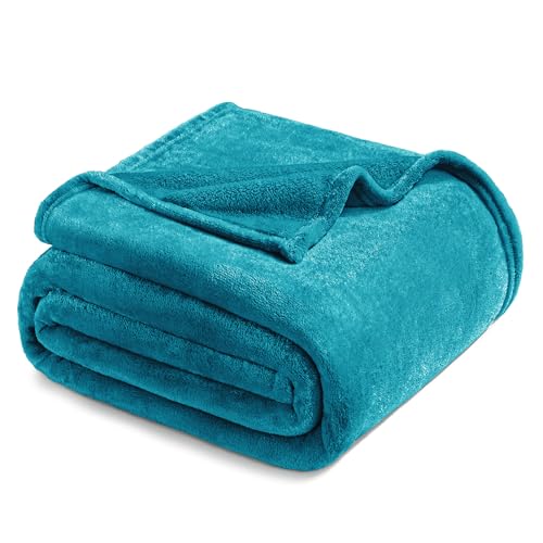 Exclusivo Mezcla Fleece Blanket Queen Size for Bed, Super Soft and Warm, All Season Use, Cozy, Plush, Lightweight, 90x90 Inches, Teal