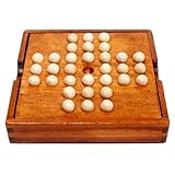 Juego de Mesa Solitario – Juego de mármol Solitario de Madera | Juegos clásicos de Solitario, Juego de Mesa de Europa Juego de Individual, Juego de Mesa Solitario de Madera para niños, Adultos