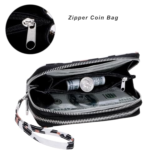 Image of Cellphone Wallet for Women Dual Zipper Long Purse with Removable Wristlet