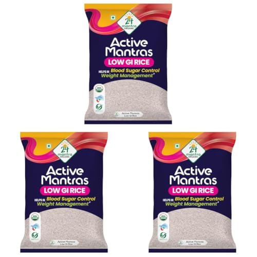 Image of 24 Mantra Organic Low G.I Rice - 5Kg | Diet & Diabetic Friendly | Certified Low Sugar Rice | Certified Organic & Naturally Gluten-Free (Pack of 3)