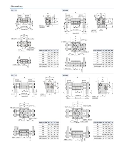 Vérin pneumatique à pince ouverte HFT32x60 pour automatisation industrielle