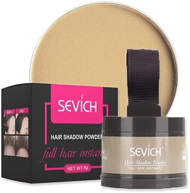 Instantly Hairline Shadow - SEVICH Hairline Powder, Quick Cover Grey Hair Root Concealer, Eyebrows & Beard Line, Hair Root Touch Up for Thinning Grey Hairline, Windproof&Sweatproof, Med Blonde